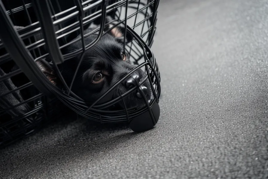 Drahtmaulkorb auf Fliesen nach dem Spaziergang – Alltag mit einem Hund nach Beissvorfall