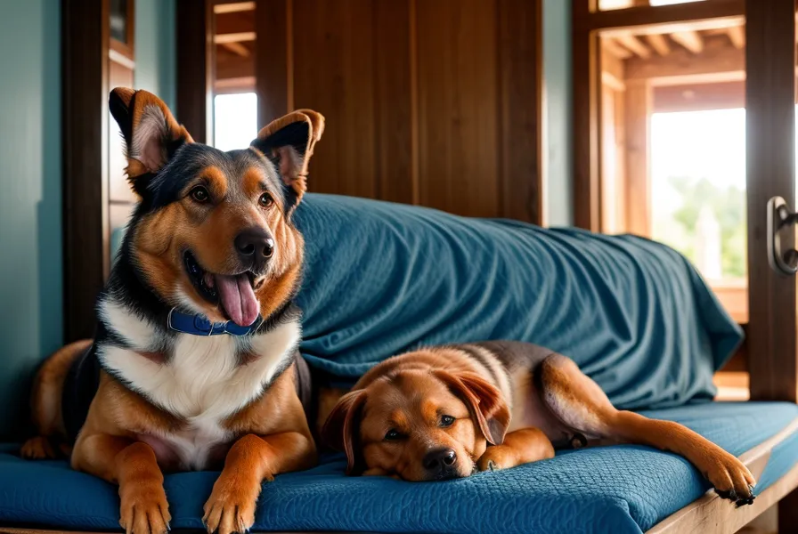 Ruheplatz des Hundes hinter dem Sicherheitsgitter im Zonensystem zur Wohnungssicherung
