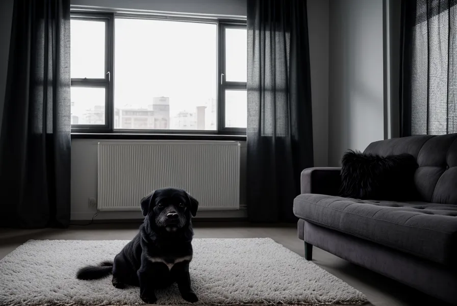Dunkler Hund liegt entspannt mit dem Kopf auf den Pfoten – sichtbares Entspannungssignal nach der Regulation