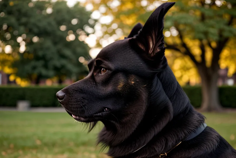 Seitenansicht eines Hundes mit Drahtmaulkorb, der ausreichend Platz zum Hecheln und Gähnen zeigt.