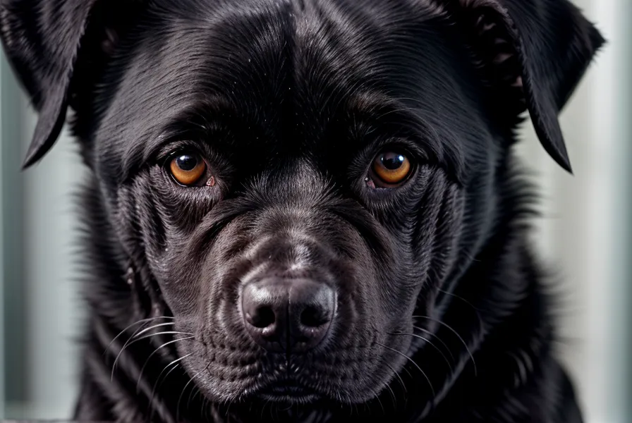 Nahaufnahme eines angespannten Hundegesichts – Mimik allein verrät noch nicht, ob ein Trigger bevorsteht
